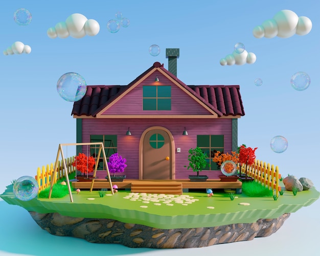 3d rendering of cartoon house