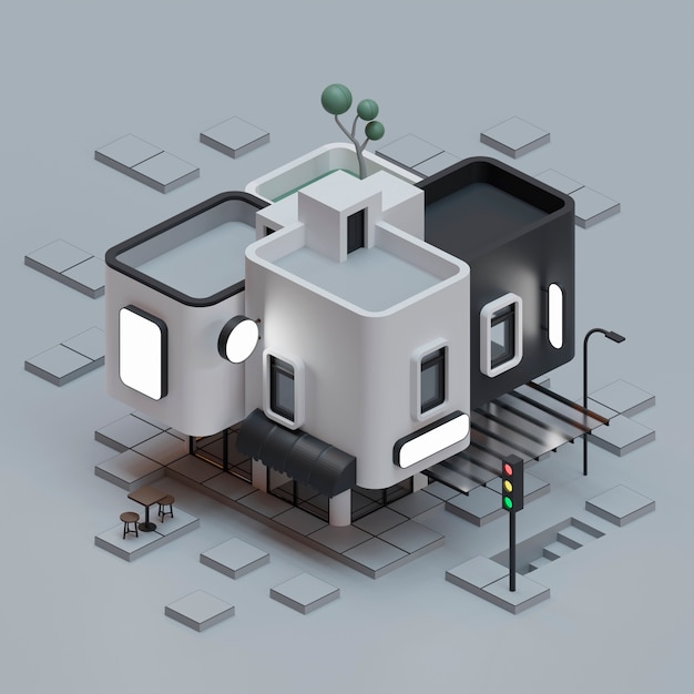 3D-рендеринг мультяшного дома