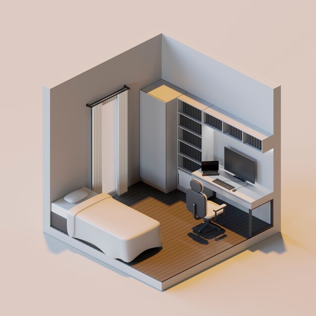 만화 집의 3d 렌더링