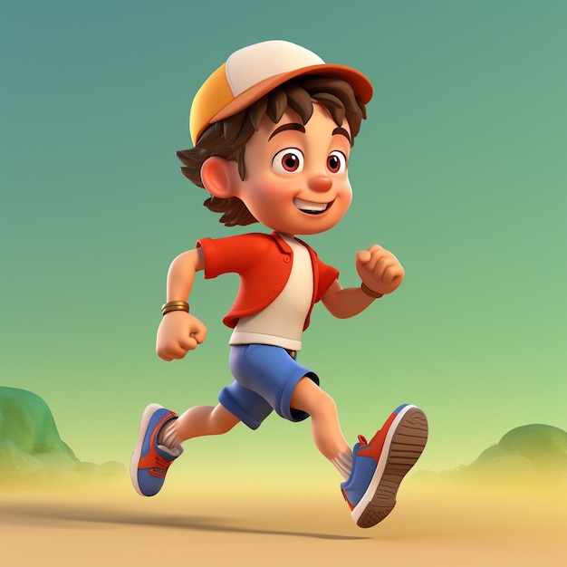 Free photo 3d rendering of cartoon like boy looking for adventure