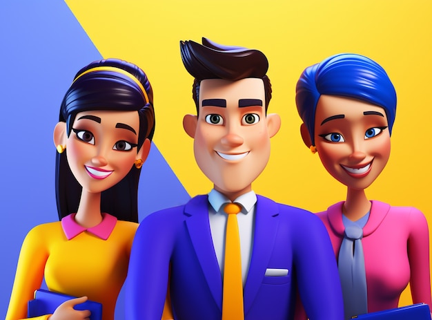 3d rendering of cartoon like business persons