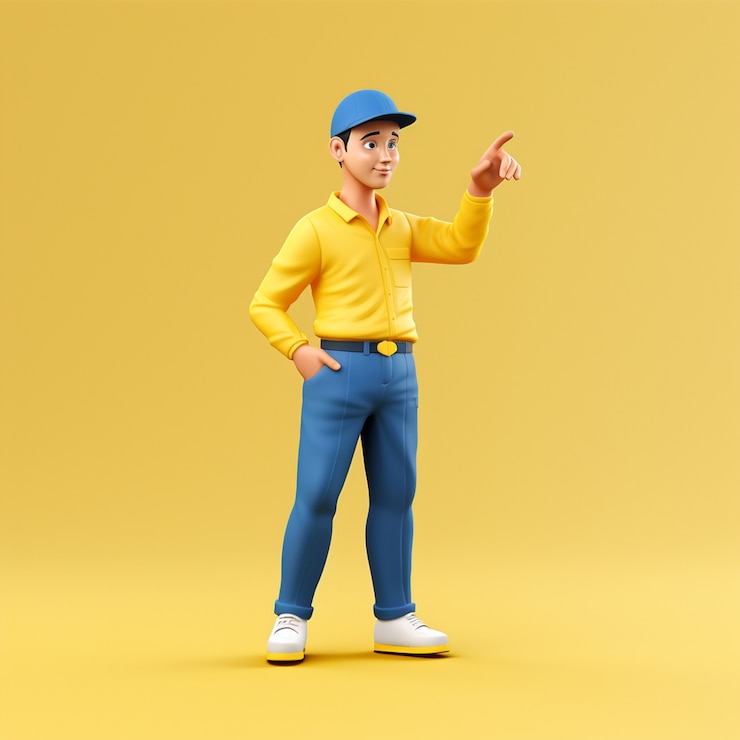 Бесплатный Фотография 3d-рендеринг мультфильма, похожего на курьера