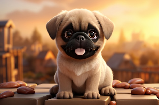 3d rendering of cartoon like dog