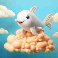 Free photo 3d  rendering of cartoon like dolphin