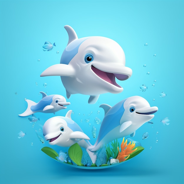 3D-рендеринг мультфильма как дельфин