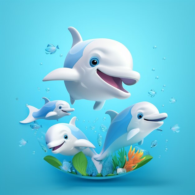 3d  rendering of cartoon like dolphin