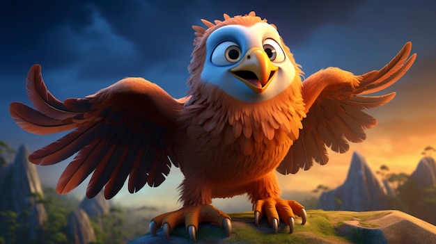 3d rendering of cartoon like eagle