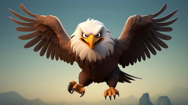 Free photo 3d rendering of cartoon like eagle