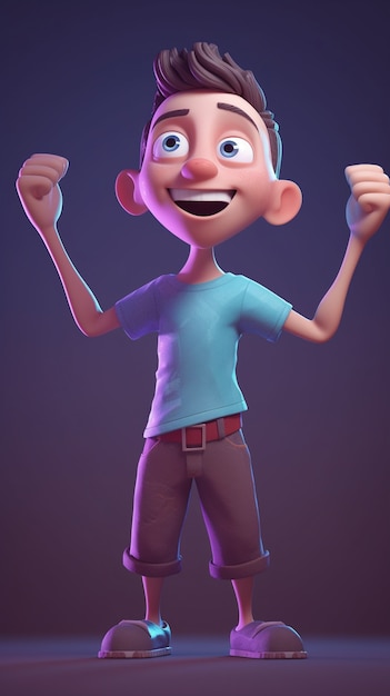 Free photo 3d rendering of cartoon like happy boy