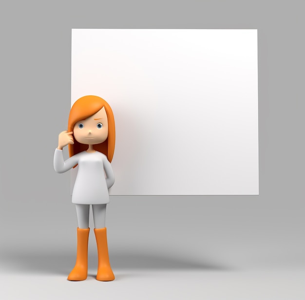 Free photo 3d rendering of cartoon like woman with copy space