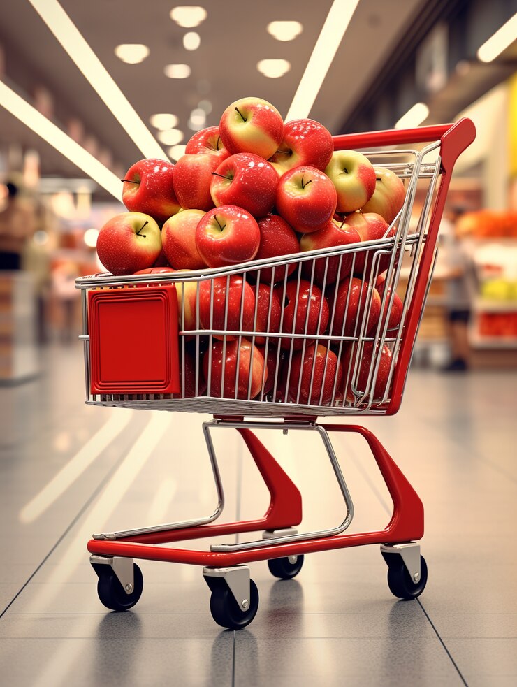 Free Photo 3d rendering of cartoon shopping cart