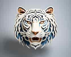 Free photo 3d rendering of cartoon tiger paper art