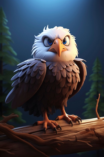 Free photo 3d rendering of cartoonish eagle