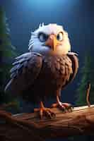 Free photo 3d rendering of cartoonish eagle