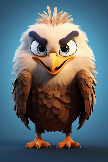 Free photo 3d rendering of cartoonish eagle