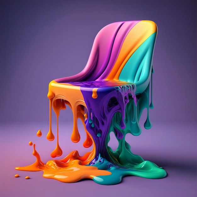 3d rendering of chair melting