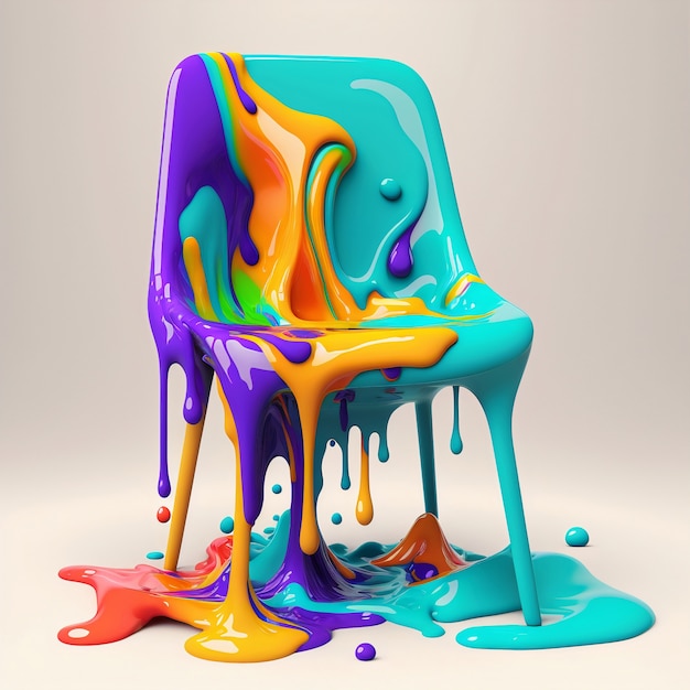 Free photo 3d rendering of chair melting