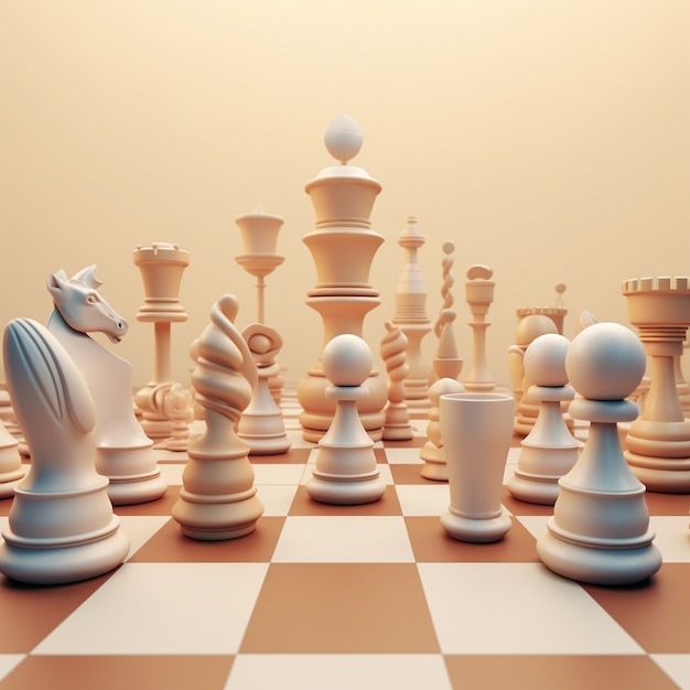 Free photo 3d rendering of chess game