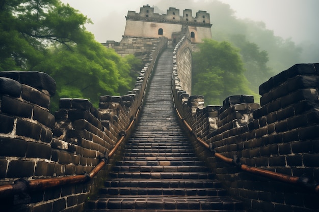 Free photo 3d rendering chinese great wall