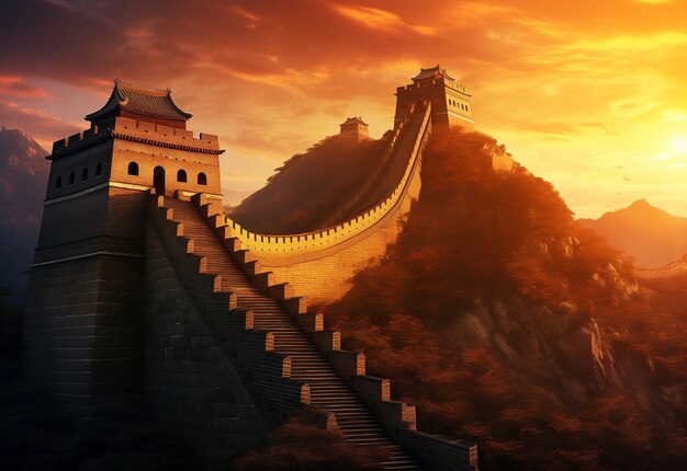 3d rendering chinese great wall