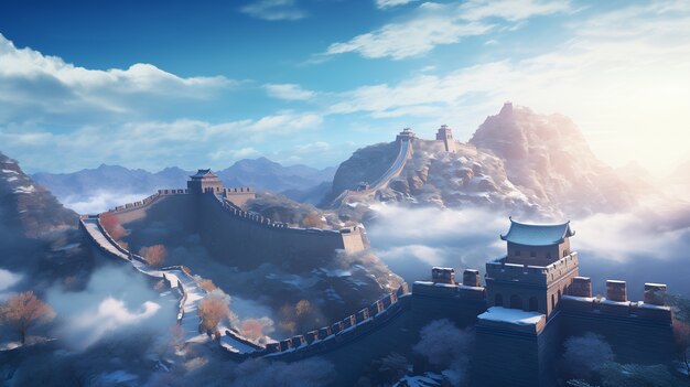 3d rendering chinese great wall