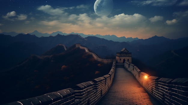 Free photo 3d rendering chinese great wall