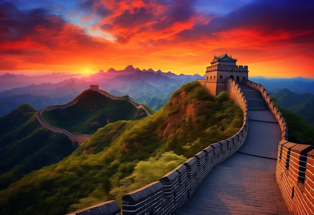 Free photo 3d rendering chinese great wall