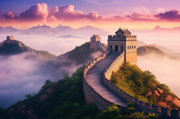 Free photo 3d rendering chinese great wall