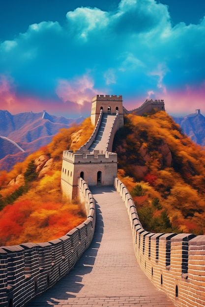 Free photo 3d rendering chinese great wall