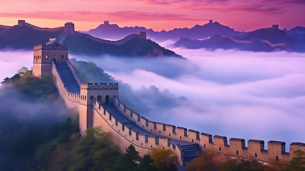 Foto gratuita rendering 3d della grande muraglia cinese