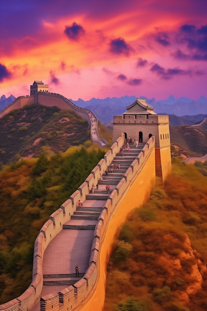 Free photo 3d rendering chinese great wall