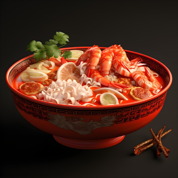 Free photo 3d rendering of chinese reunion dinner dishes