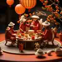 Foto gratuita rendering 3d della cena di riunione cinese