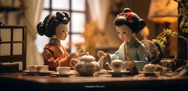 3D 렌더링: 중국인 재결합 저녁식사