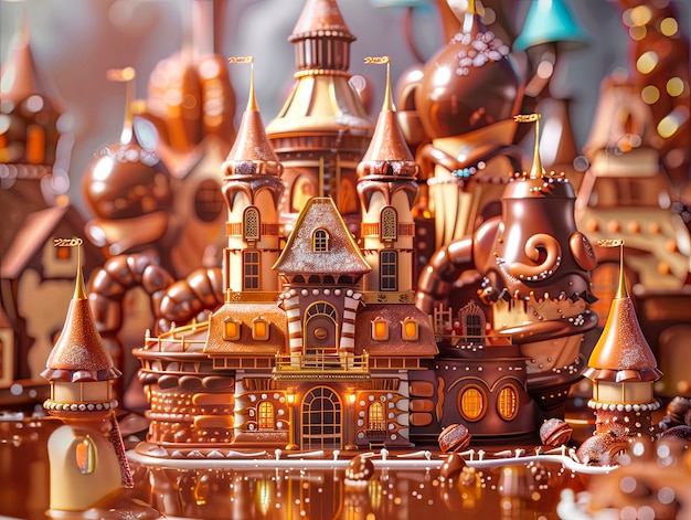 Foto gratuita rendering 3d della fabbrica di cioccolato