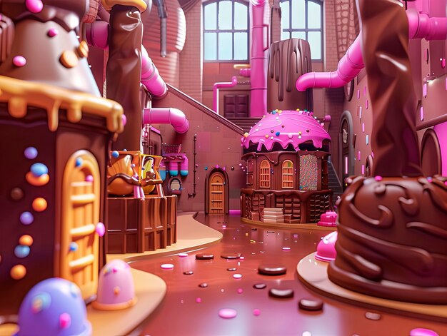 3d rendering of chocolate factory