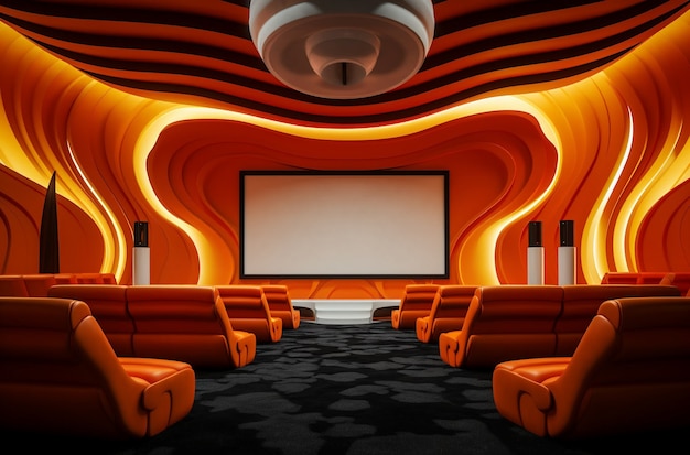 Foto gratuita rendering 3d dell'interno del cinema