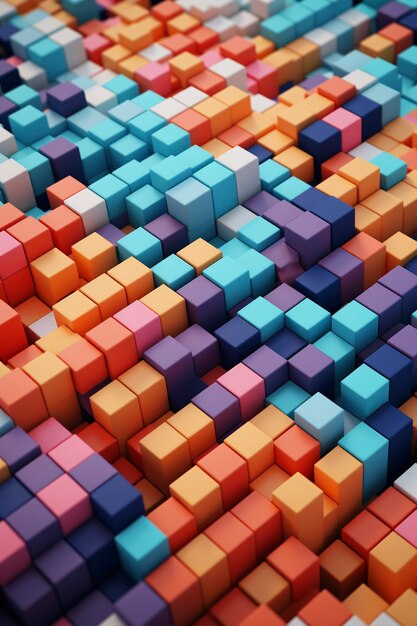 3d rendering of  colorful cubes