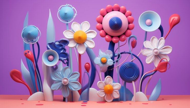 Free Photo 3d rendering of colorful floral arrangement