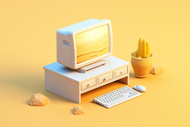 3d rendering of computer desk