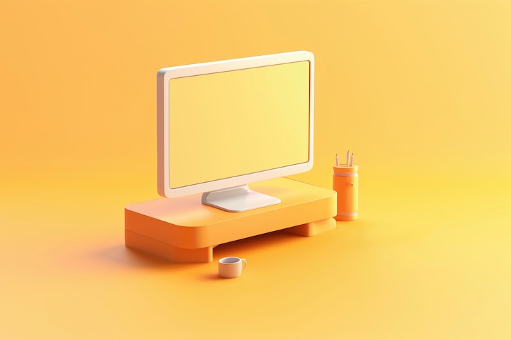 Бесплатный Фотография 3d-рендеринг компьютерного стола