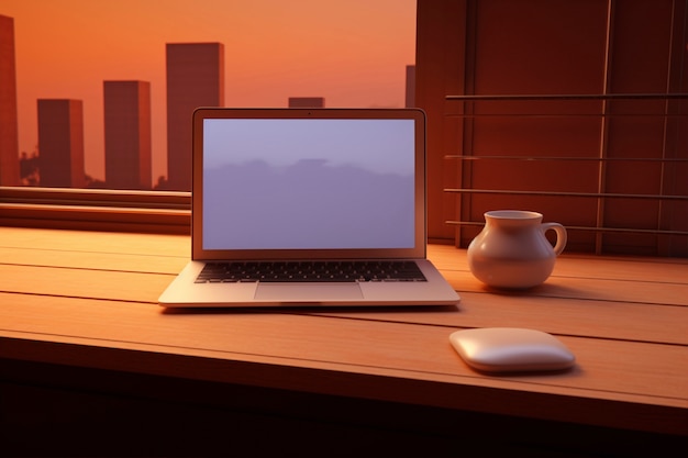 Free photo 3d rendering of computer desk