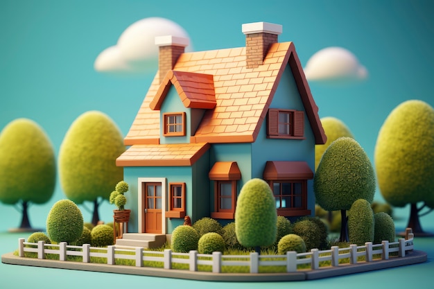 Free photo 3d rendering of cottage house