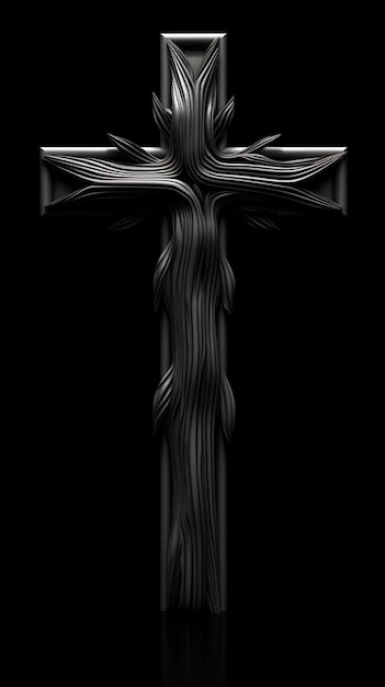 Free photo 3d rendering of cross on black background