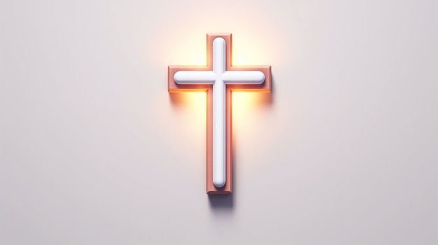 Free photo 3d rendering of cross with light