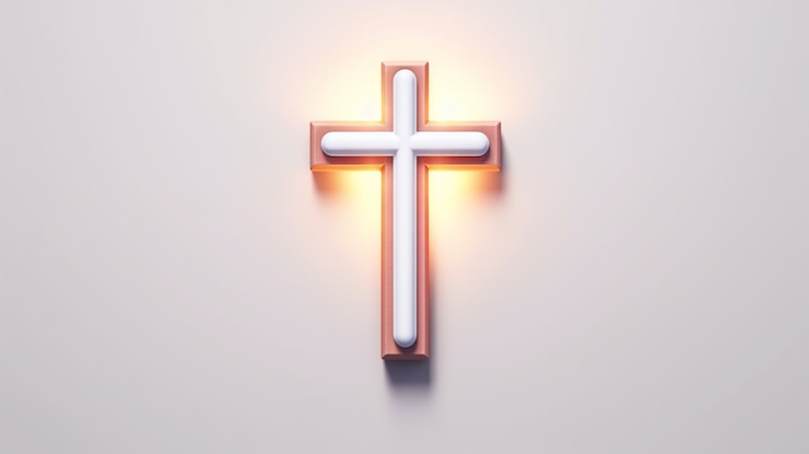 Free Photo 3d rendering of cross with light