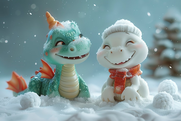 Бесплатный Фотография 3d-рендеринг милого мультфильма о драконе