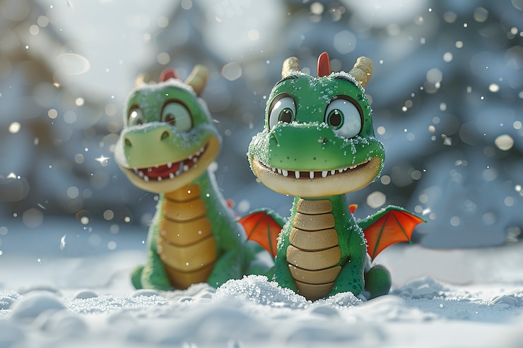 Бесплатный Фотография 3d-рендеринг милого мультфильма о драконе