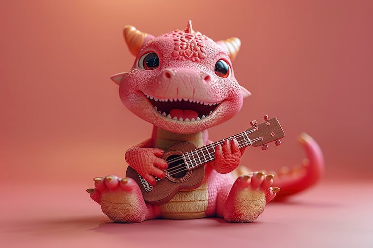 Бесплатный Фотография 3d-рендеринг милого мультфильма о драконе