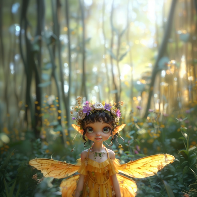 Free photo 3d rendering of cute fairy